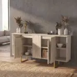 Μπουφές Χίος 67 χρώμα travertine – χρυσό 160×35,2×80εκ. – εικόνα 6