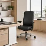 Καρέκλα Action με μαύρη δερματίνη και υψηλή πλάτη — office