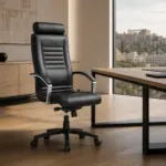 Διευθυντικό κάθισμα Dromeas Line D σε μαύρη δερματίνη — office