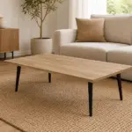 Τραπεζάκι Σαλονιού Oak με Μαύρα Πόδια