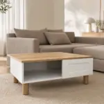 Τραπεζάκι Σαλονιού Oak-Λευκό με Αποθηκευτικό Χώρο