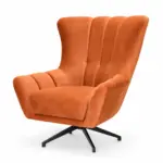 Πολυθρόνα Περιστρεφόμενη Πορτοκαλί Βελούδο Αλέκιαστο