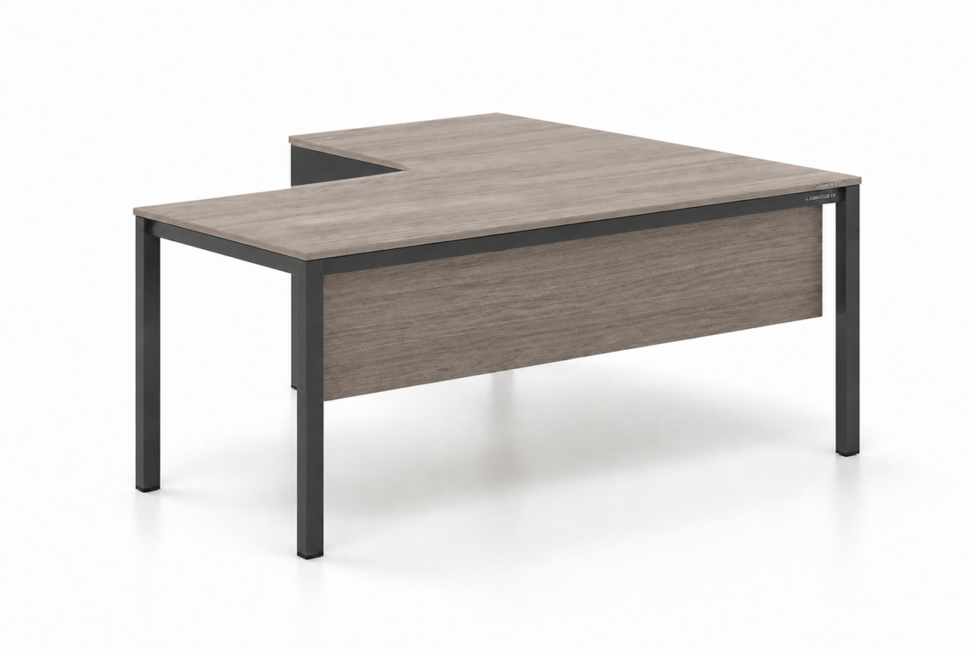 Γωνιακό γραφείο DROMEAS Tetra 160×160 Grey Oak με ενισχυμένα πόδια και μετώπη