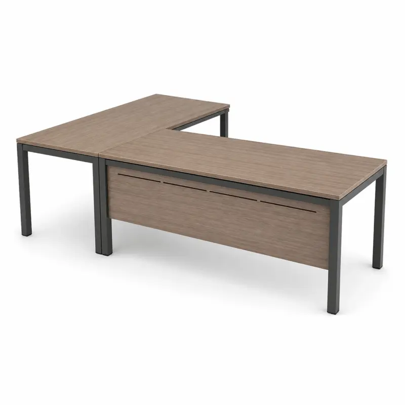 Γωνιακό Γραφείο DROMEAS Tetra 160×160 Grey Oak – Ενισχυμένα Πόδια & Μετώπη – Συναρμολογημένο