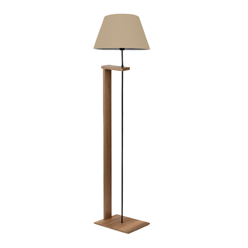 Φωτιστικό δαπέδου Μετέωρα 81 MDF - ύφασμα PVC χρώμα καρυδί - μπεζ Φ38x150εκ.