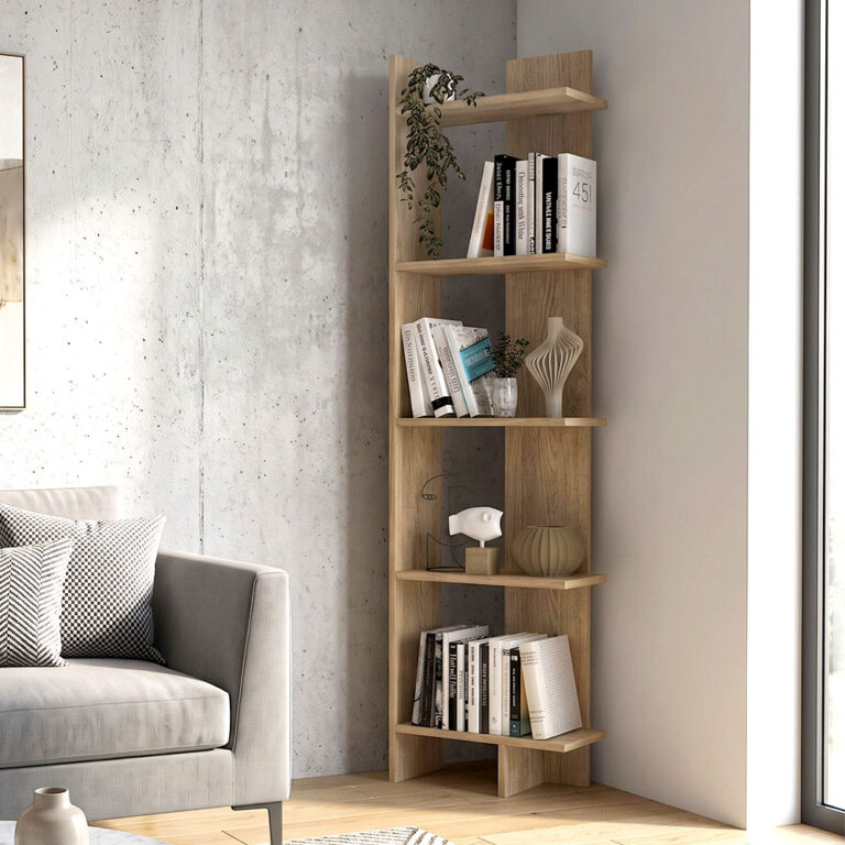 Βιβλιοθήκη Μήλος 15 χρώμα sepet oak 48x22x170εκ.