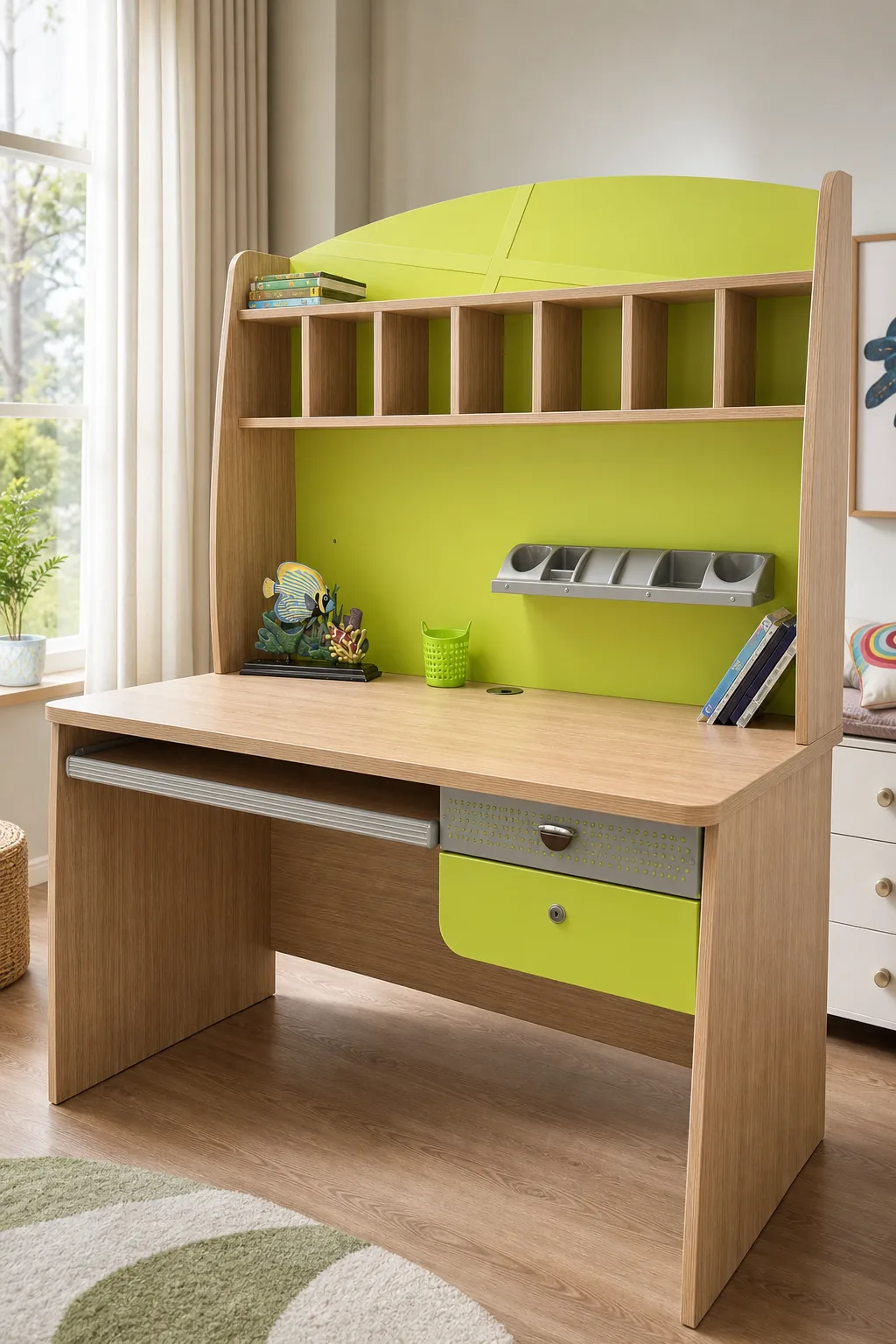 Παιδικό Γραφείο Oak Πράσινο με Βιβλιοθήκη 125x70x150