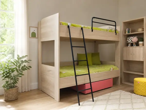 Παιδική Κουκέτα Light Oak με Μαύρη Σκάλα