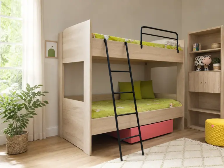 Παιδική Κουκέτα Light Oak με Μαύρη Σκάλα