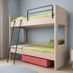 Παιδική Κουκέτα Light Oak με Μαύρη Σκάλα