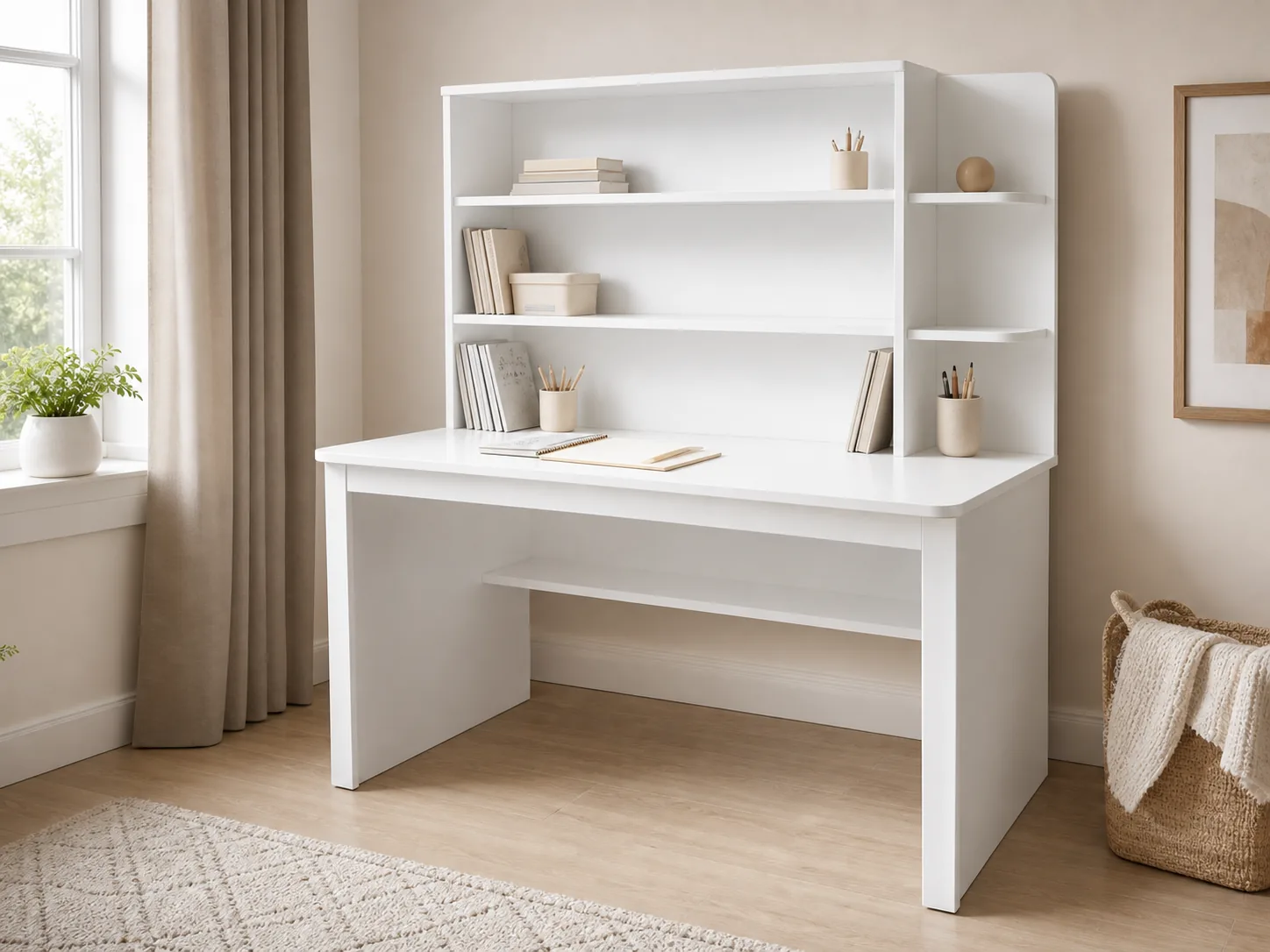 Παιδικό Γραφείο Λευκό με Βιβλιοθήκη 122x155