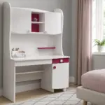 Παιδικό Γραφείο Λευκό Ροζ με Βιβλιοθήκη 100x60